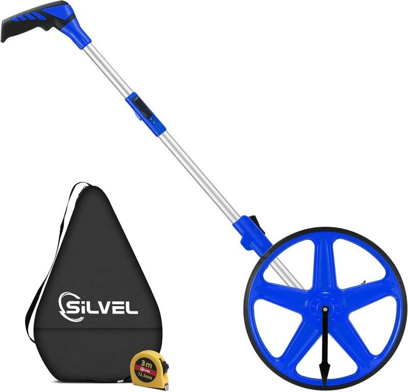 SILVEL 12 Inch Measuring Wheel, MAX9999FT Measuring Wheel in Feet and Inches, One key to Zero Rolling Tape Measuring Wheels, Blue - Image 1